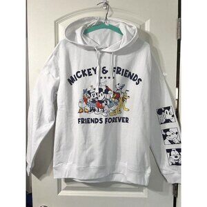 Disney Mickey & Friends Forever Hoodie Sleeve Print‎ Juniors Size XL White